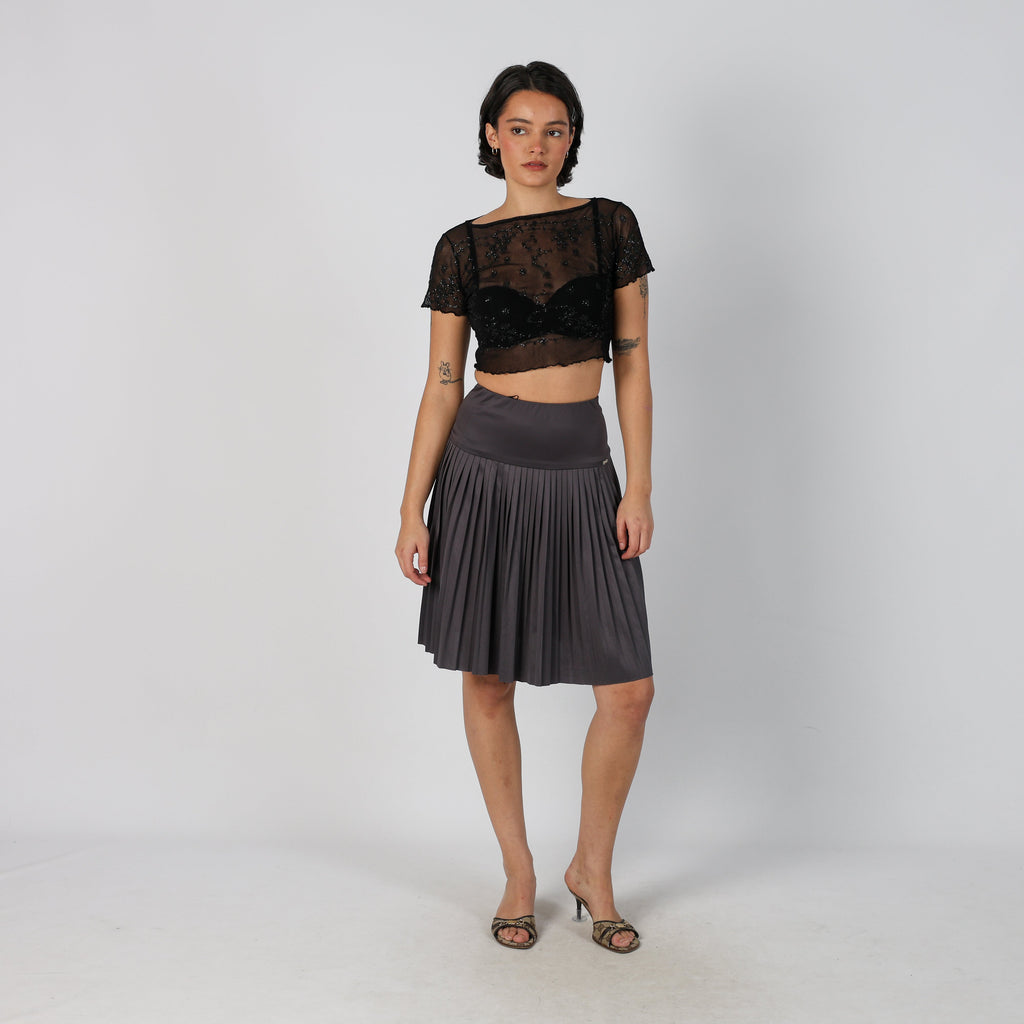 Grey Y2K Liu Jo Woven Midi Skirt (XXS)