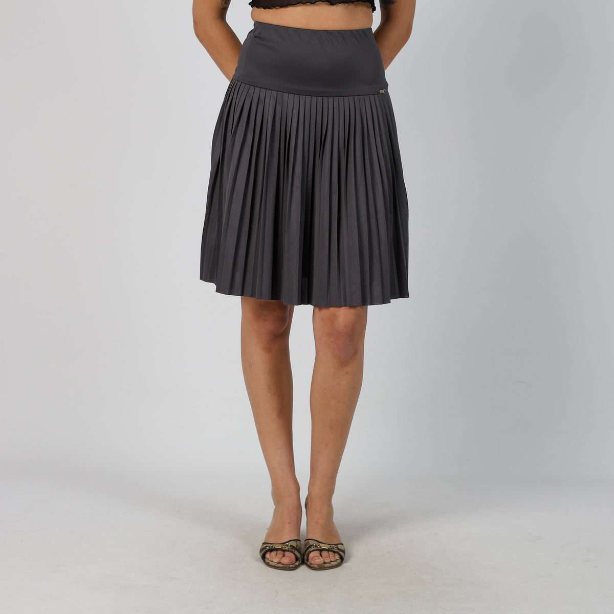 Grey Y2K Liu Jo Woven Midi Skirt (XXS)