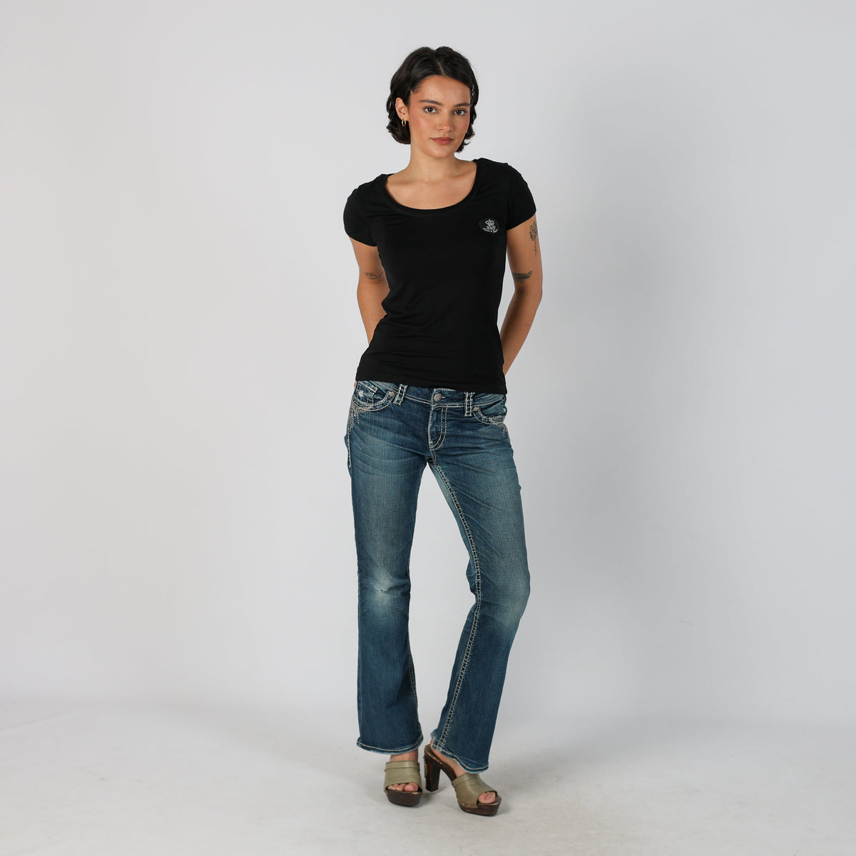Blue Y2K Silver Bootcut Jeans (M)