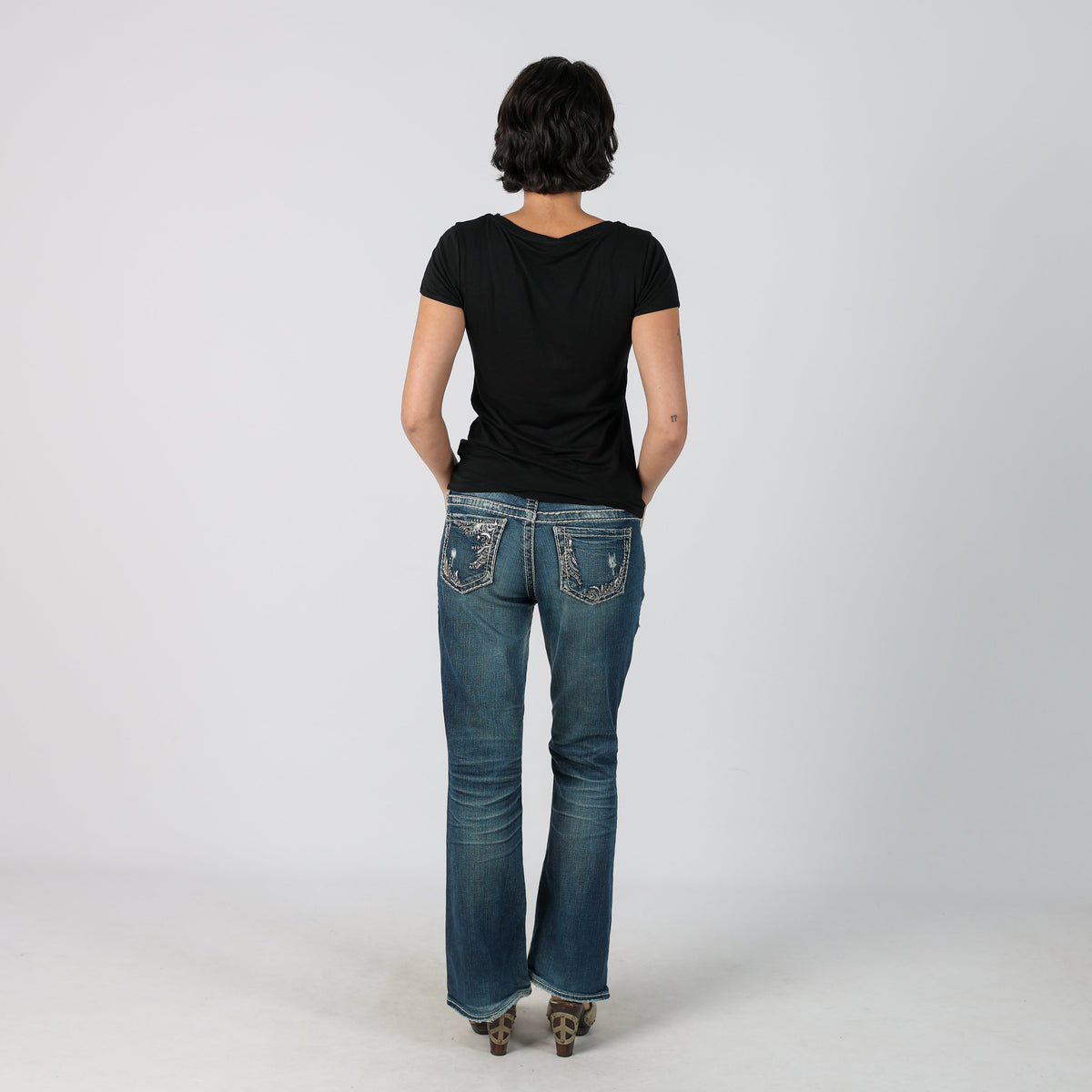 Blue Y2K Silver Bootcut Jeans (M)