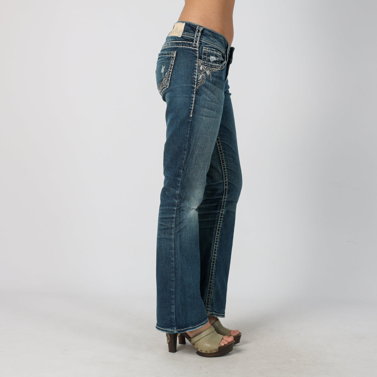 Blue Y2K Silver Bootcut Jeans (M)