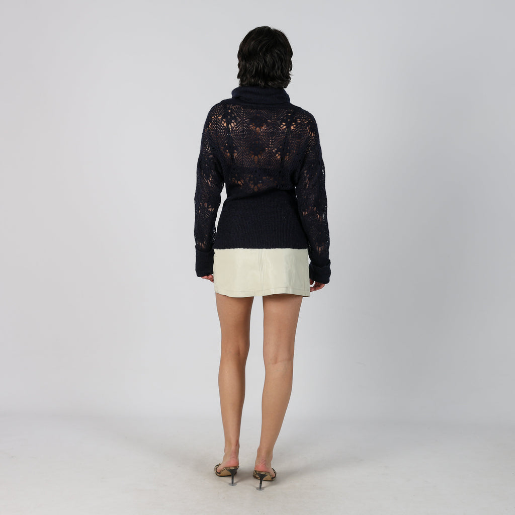 Cream Y2K Marella Leather Mini Skirt (XS)