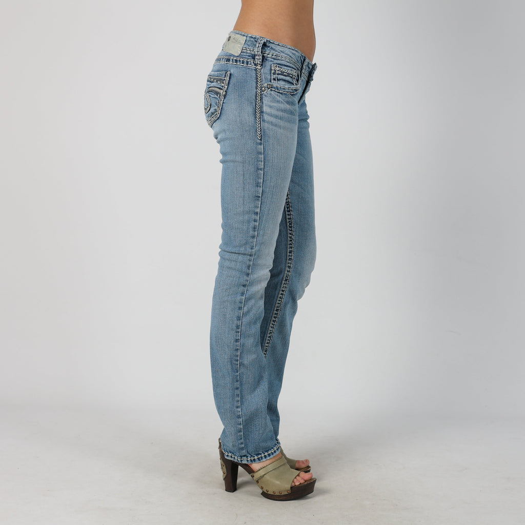 Light Blue Y2K Silver Bootcut Jeans (S)
