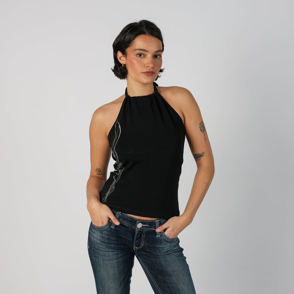 Black Y2K Calvin Klein Woven Top (S)