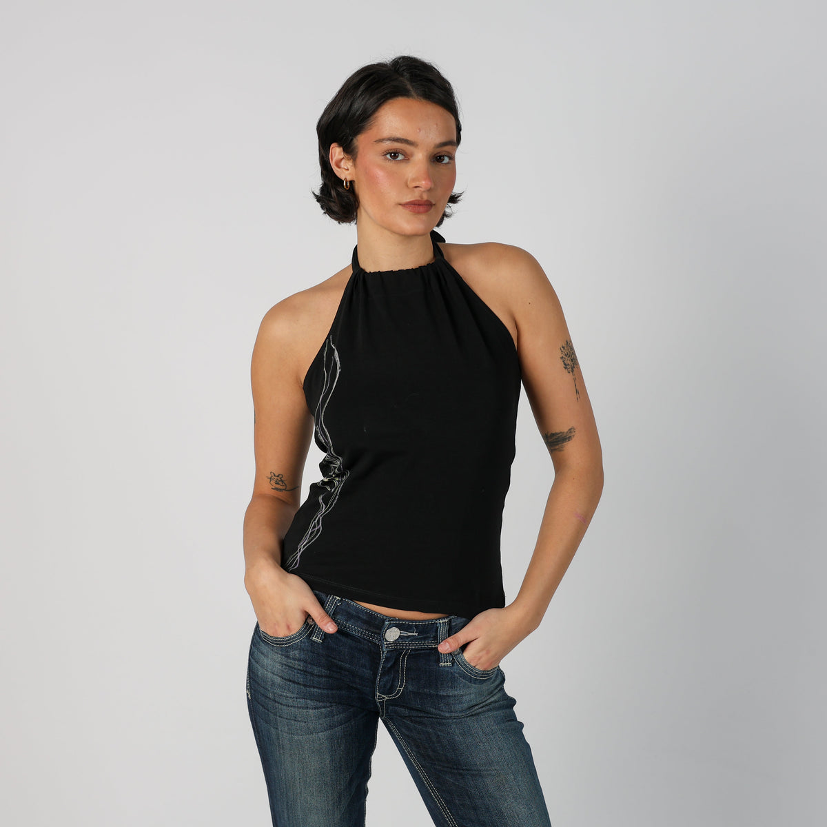 Black Y2K Calvin Klein Woven Top (S)