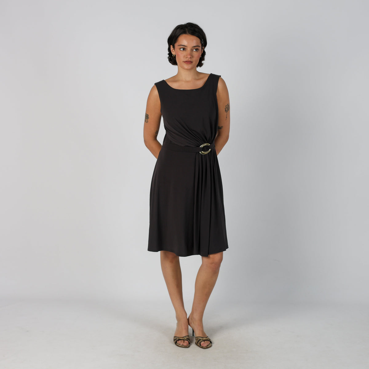 Grey Y2K Guess Woven Midi Dress (M)