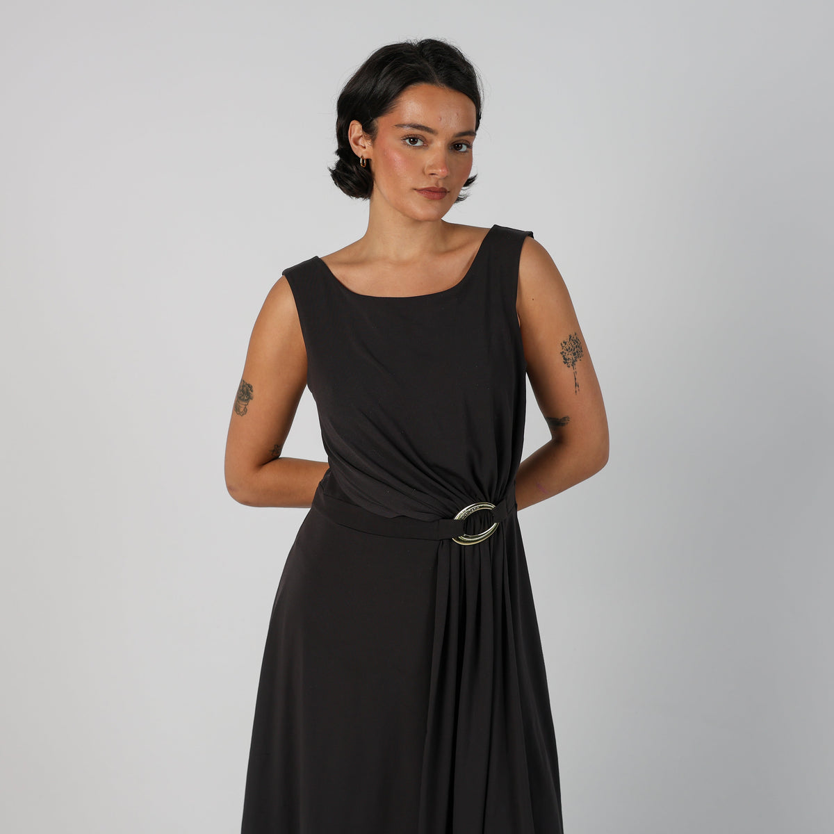 Grey Y2K Guess Woven Midi Dress (M)