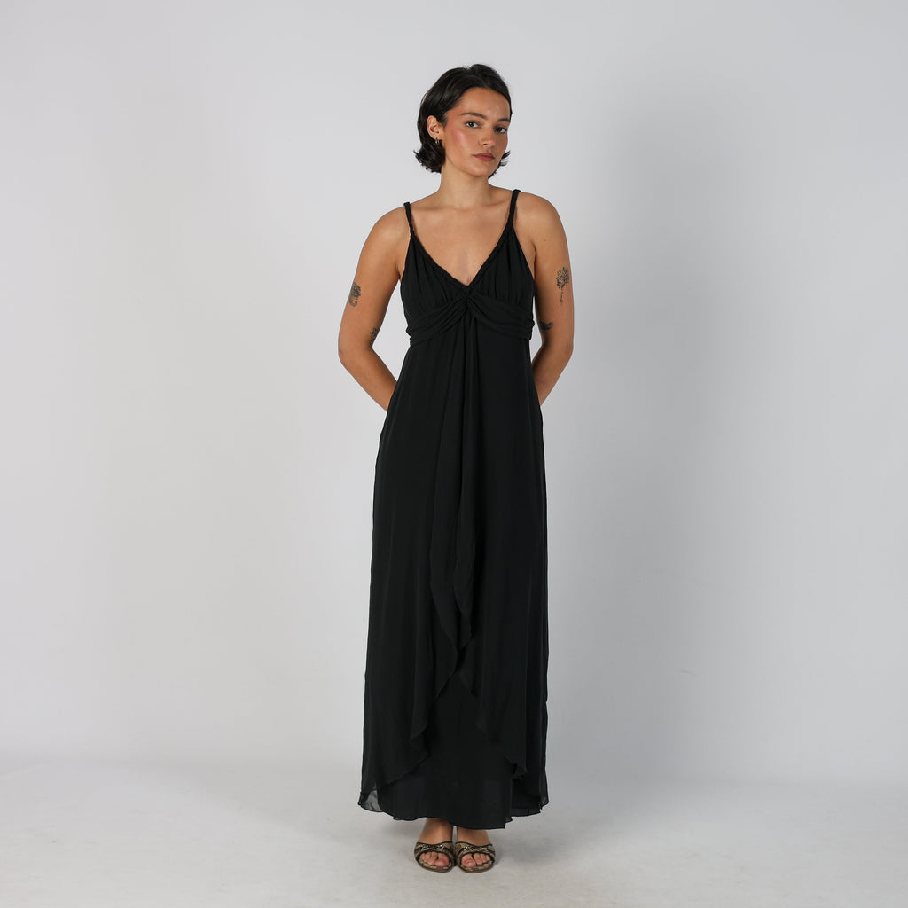 Black Y2K Marella Woven Maxi Dress (S)