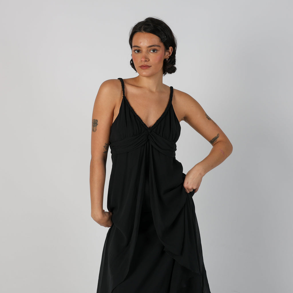 Black Y2K Marella Woven Maxi Dress (S)