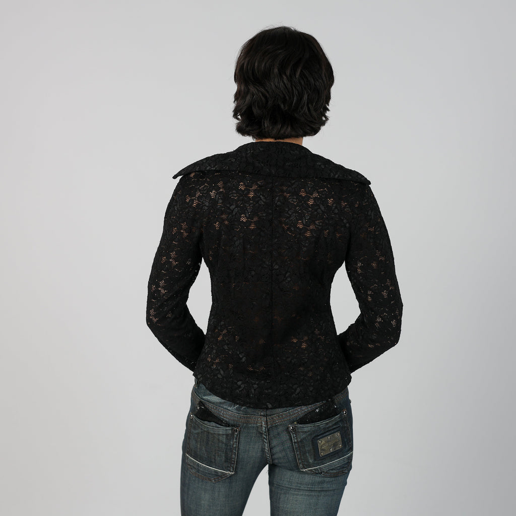 Black Y2K Wan Li Lace Top (M)