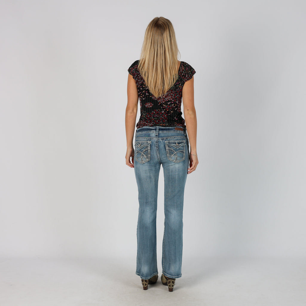 Light Blue Y2K Bootcut Jeans Wall Flower (M)