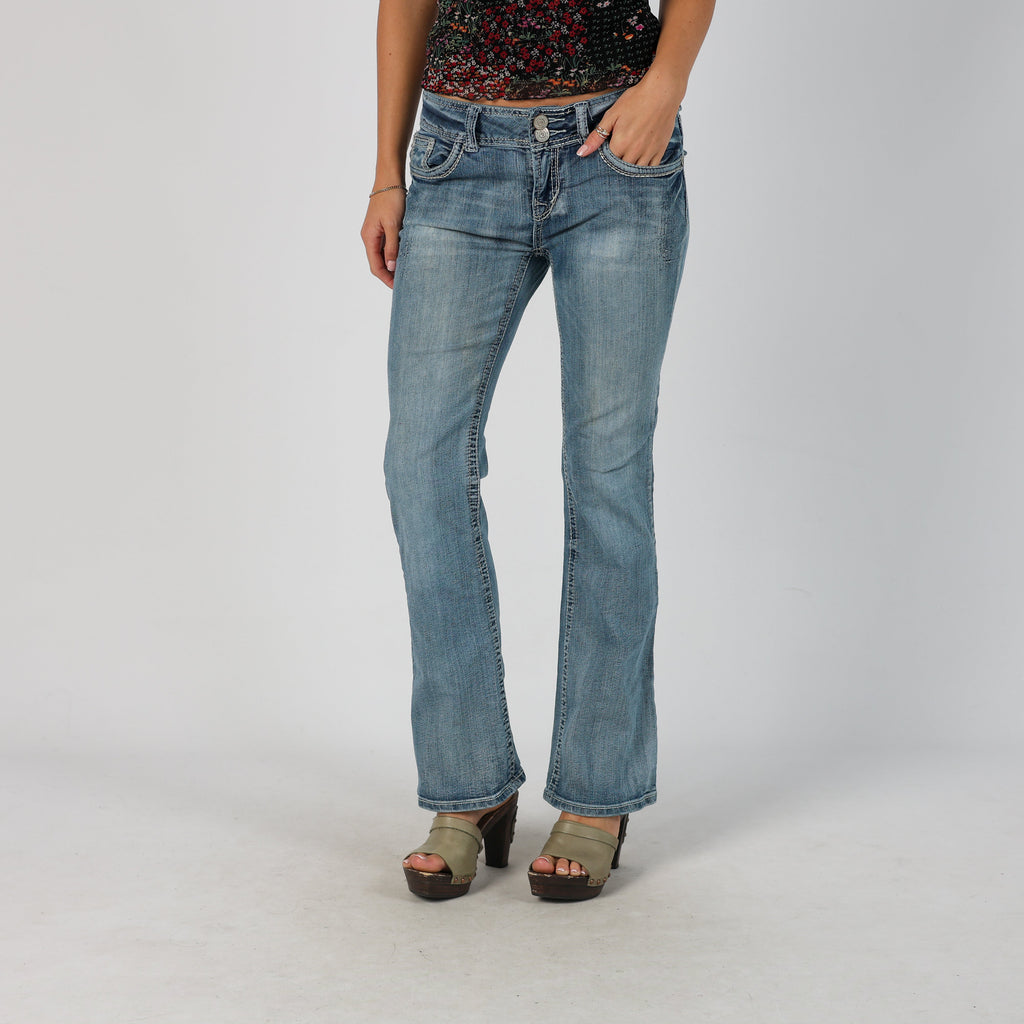 Light Blue Y2K Bootcut Jeans Wall Flower (M)