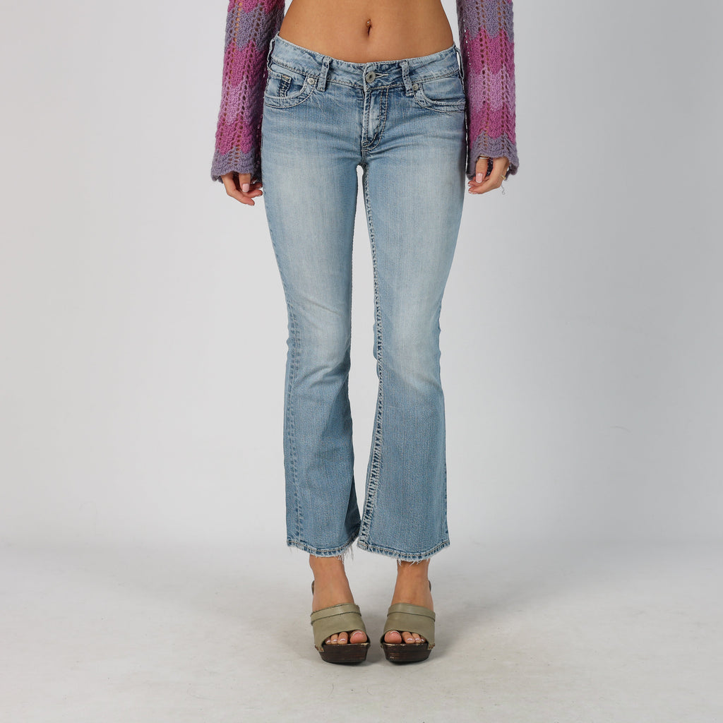 Light Blue Y2K Silver Bootcut Jeans (S)