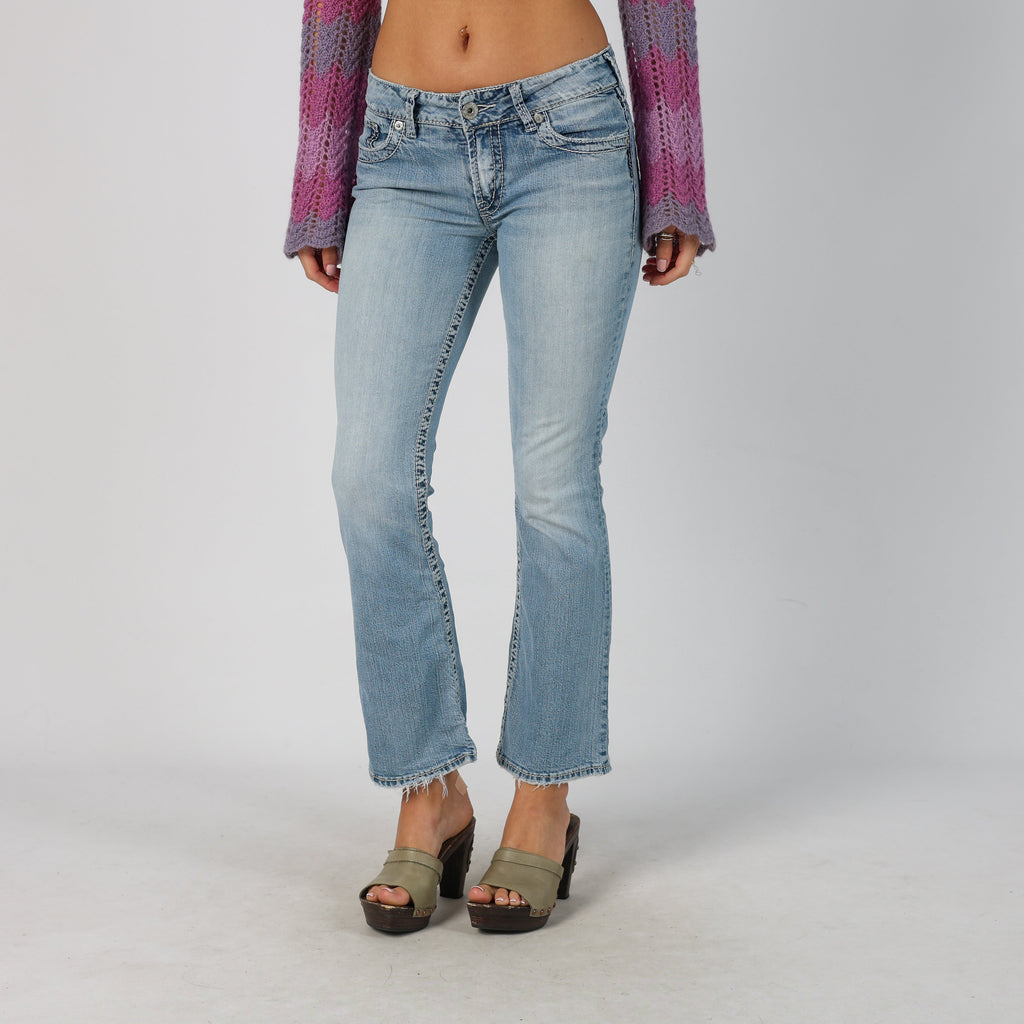 Light Blue Y2K Silver Bootcut Jeans (S)