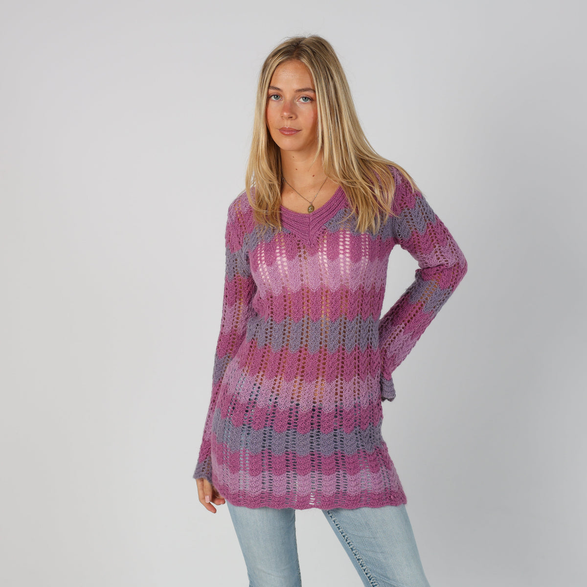 Purple Y2K Made in Italy Knitted Jumper (M)