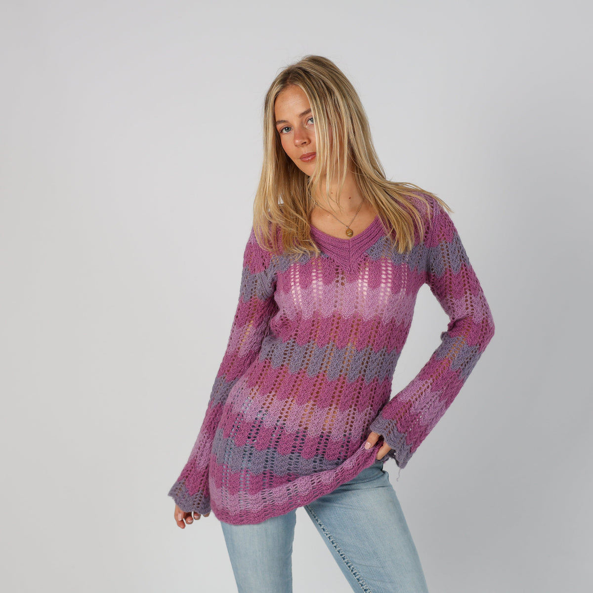 Purple Y2K Made in Italy Knitted Jumper (M)