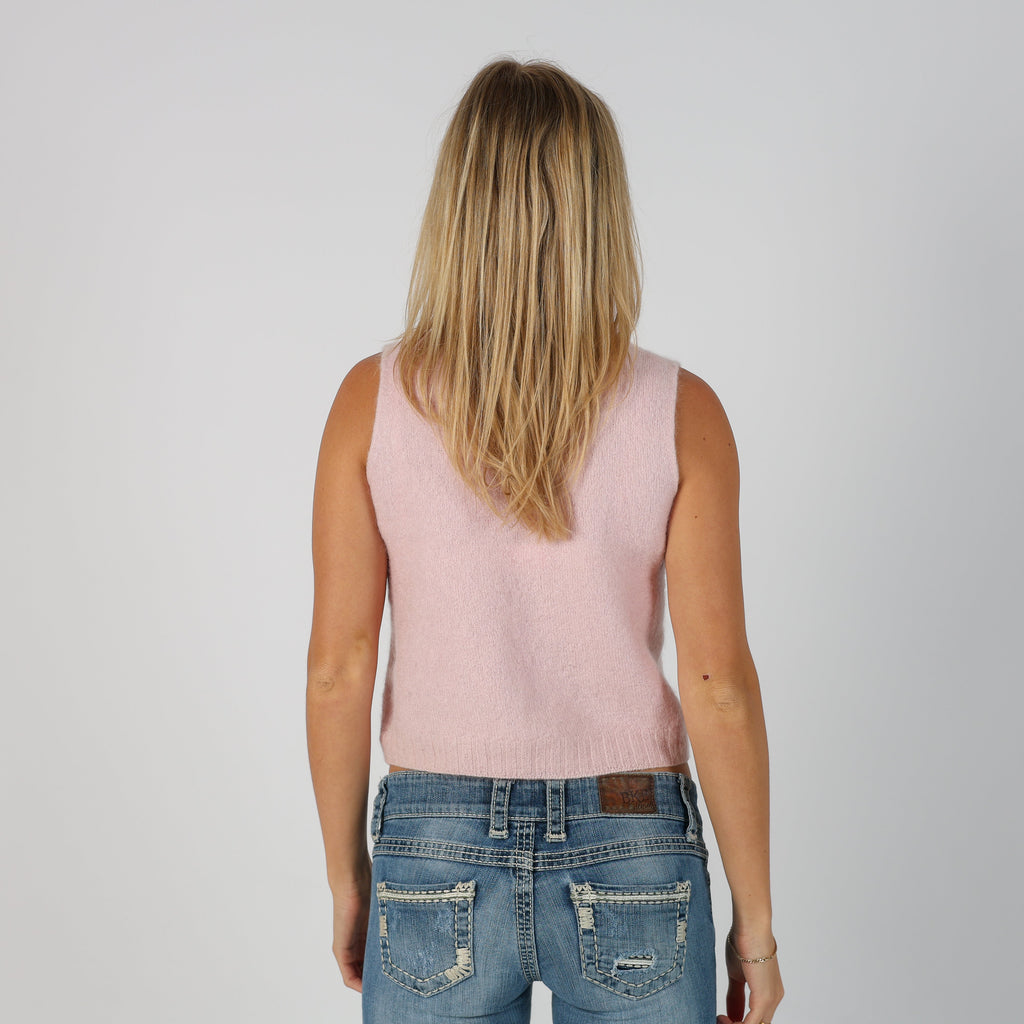 Baby Pink Y2K Knitted Vest (S)