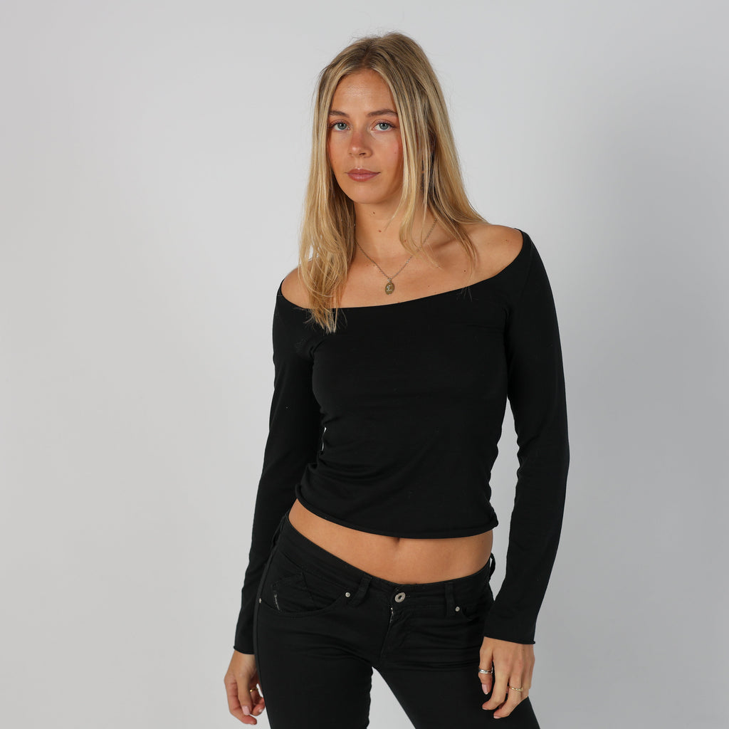 Black Y2K Long Sleeve Top (S)