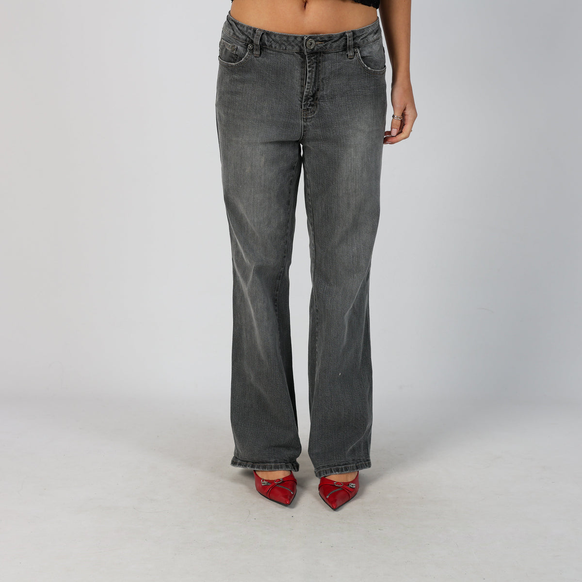 Charcoal Grey Y2K Straight Jeans Gasoline Jeans (M)