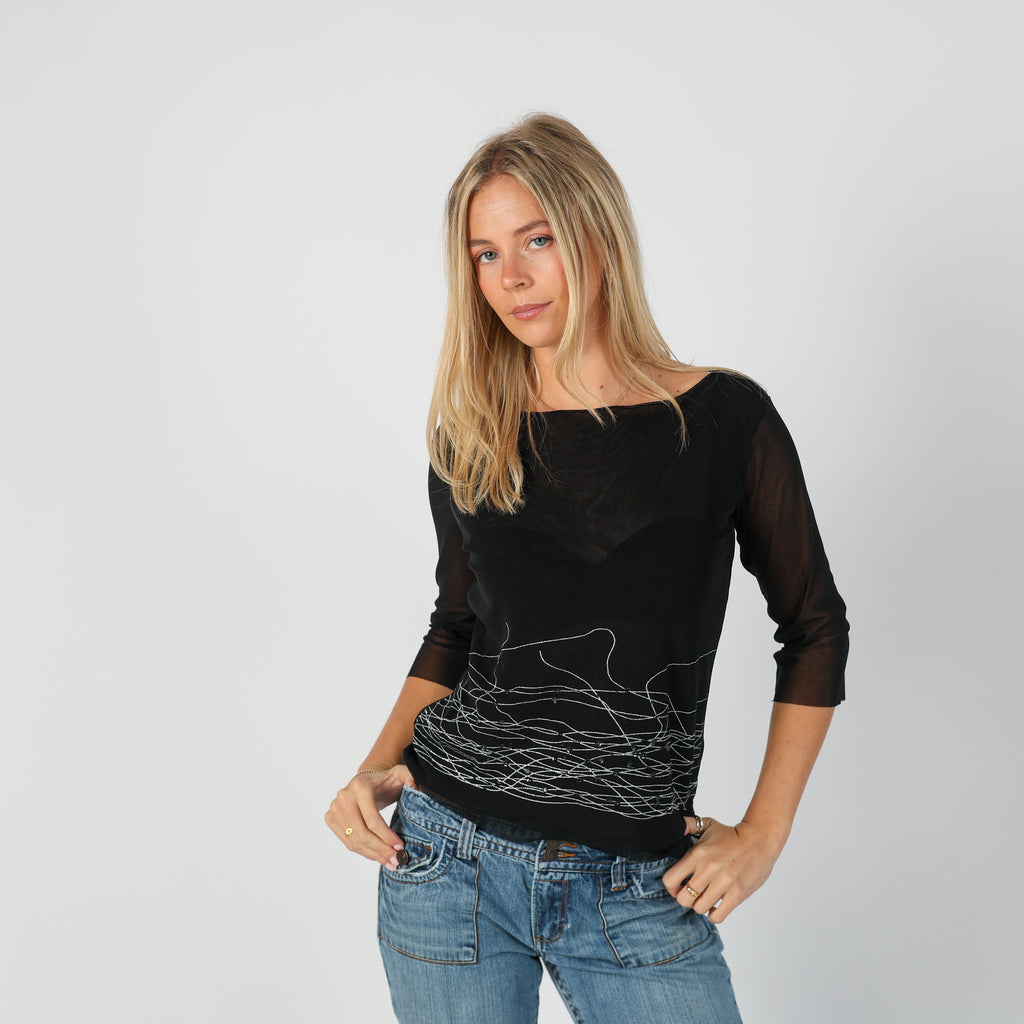 Black Y2K Lovable Mesh Top (S)