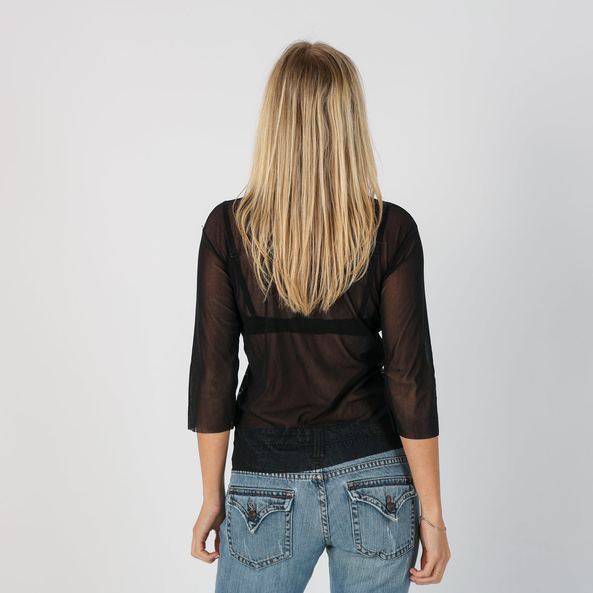 Black Y2K Lovable Mesh Top (S)