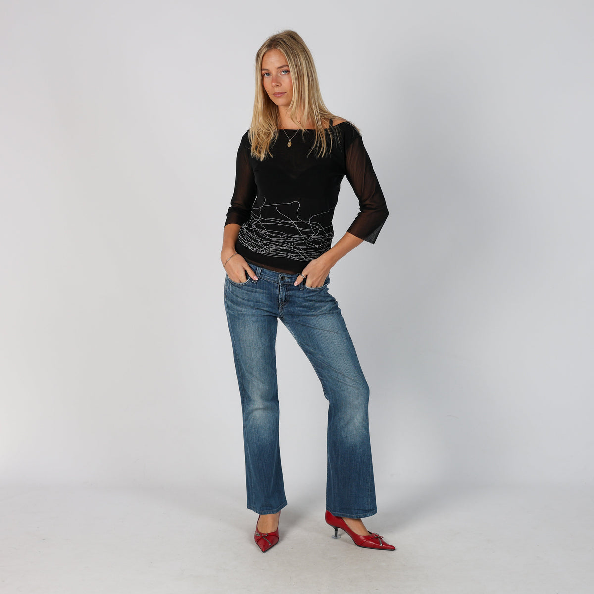 Blue Y2K Straight Jeans Lucky (M)