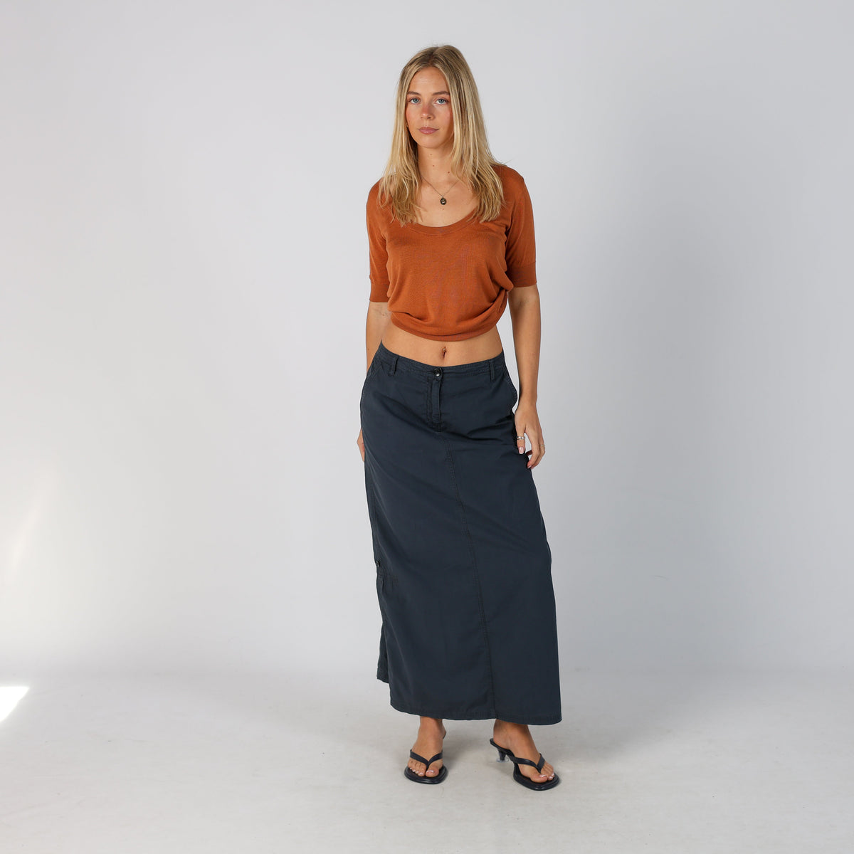 Navy Blue Y2K North Sails Woven Maxi Skirt (S)