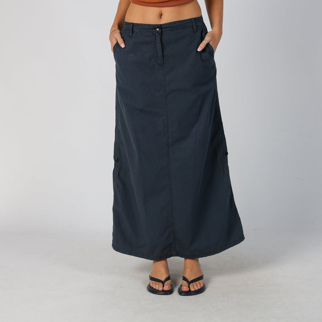 Navy Blue Y2K North Sails Woven Maxi Skirt (S)