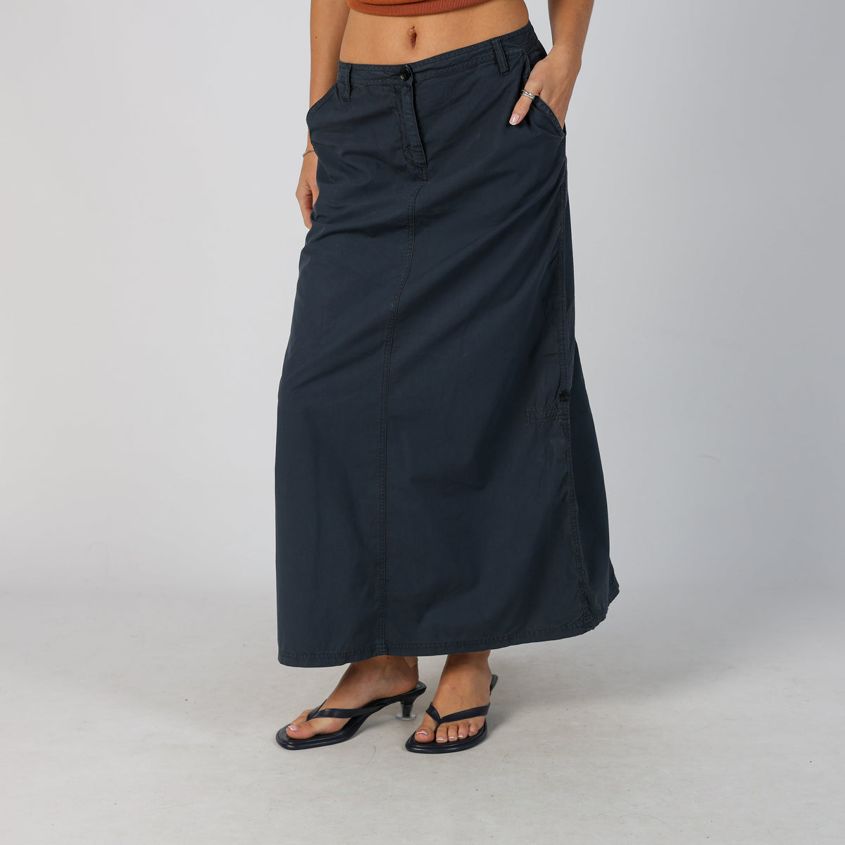 Navy Blue Y2K North Sails Woven Maxi Skirt (S)