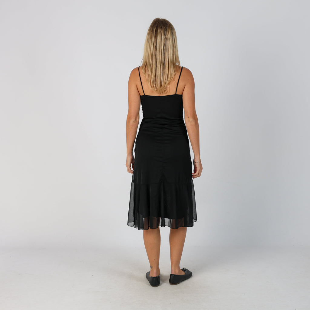 Black Y2K Woven Midi Dress Ruby Rox (XS)