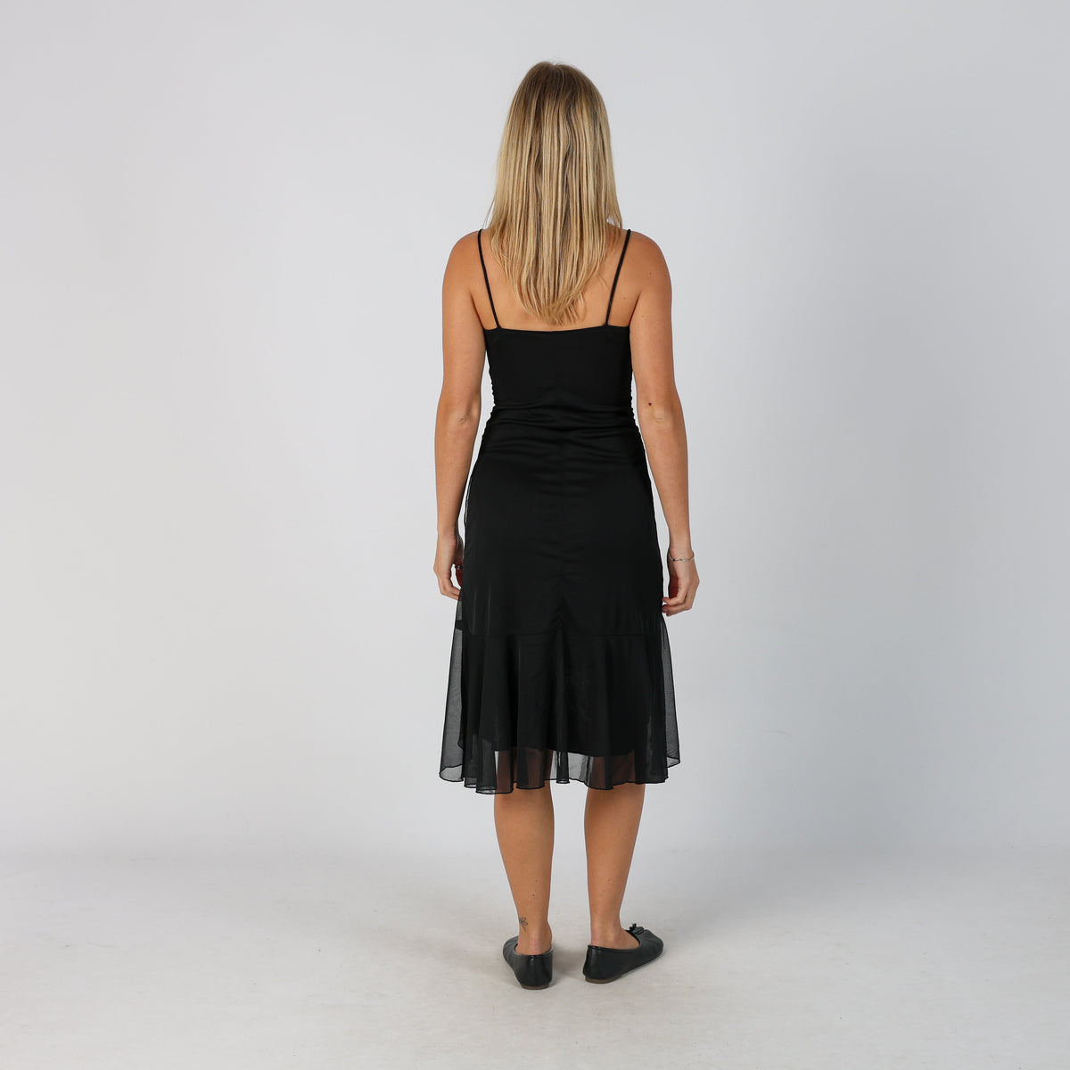 Black Y2K Woven Midi Dress Ruby Rox (XS)