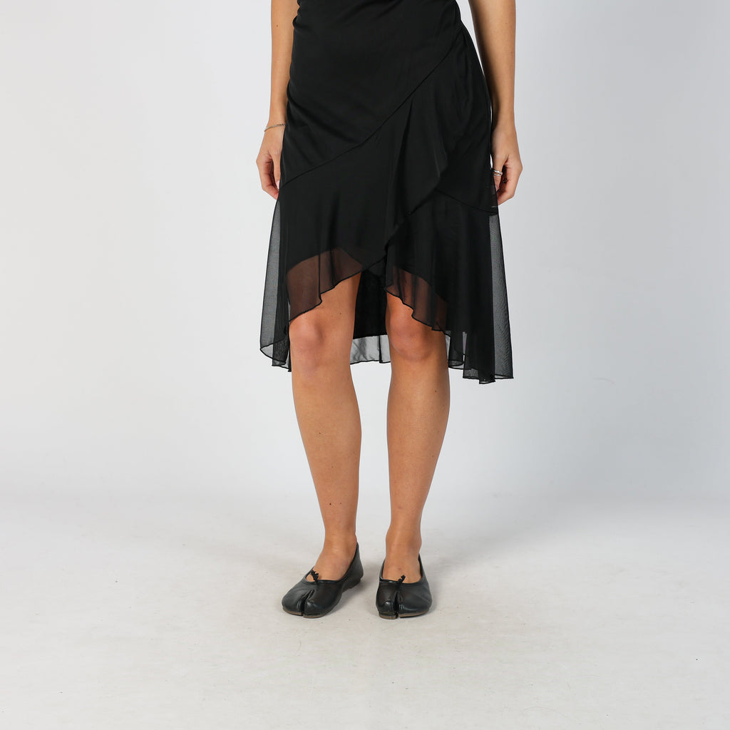 Black Y2K Woven Midi Dress Ruby Rox (XS)