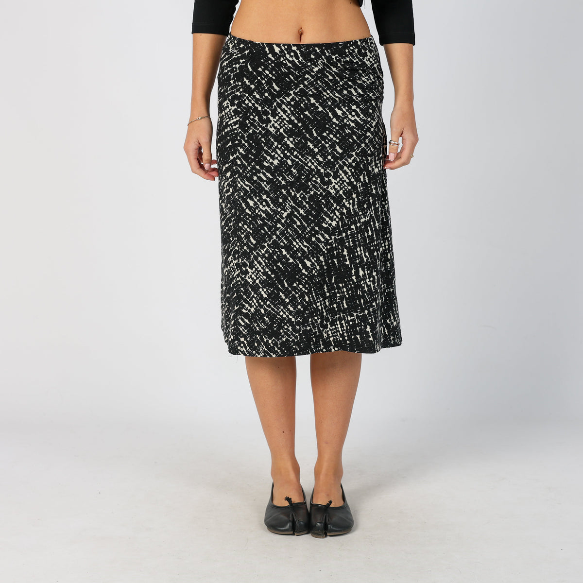 Black Y2K Max Mara Woven Midi Skirt (XS)