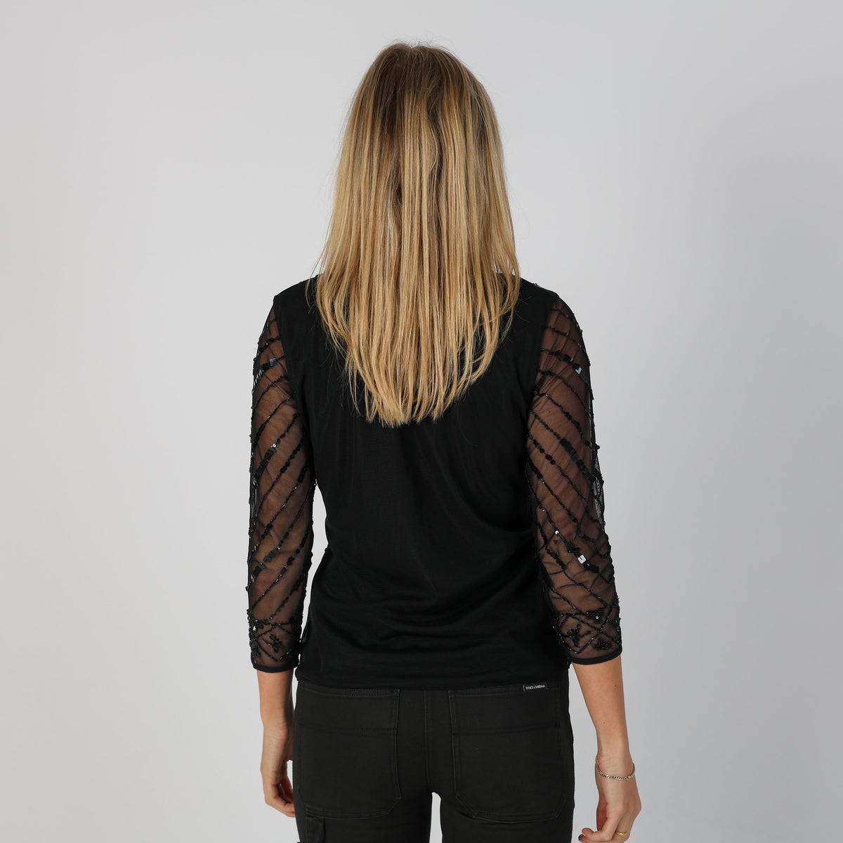 Black Y2K Made in Italy Long Sleeve Top (S)