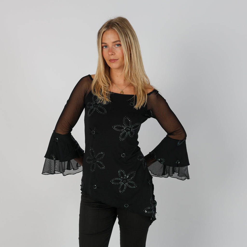 Black Y2K Made in Italy Long Sleeve Top (S)