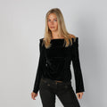 Black Y2K Long Sleeve Top Off the shoulder (S)