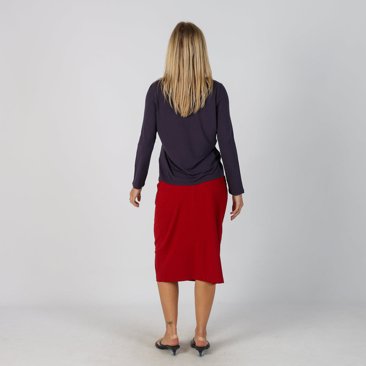 Red Y2K Armani Jeans Woven Midi Skirt (S)