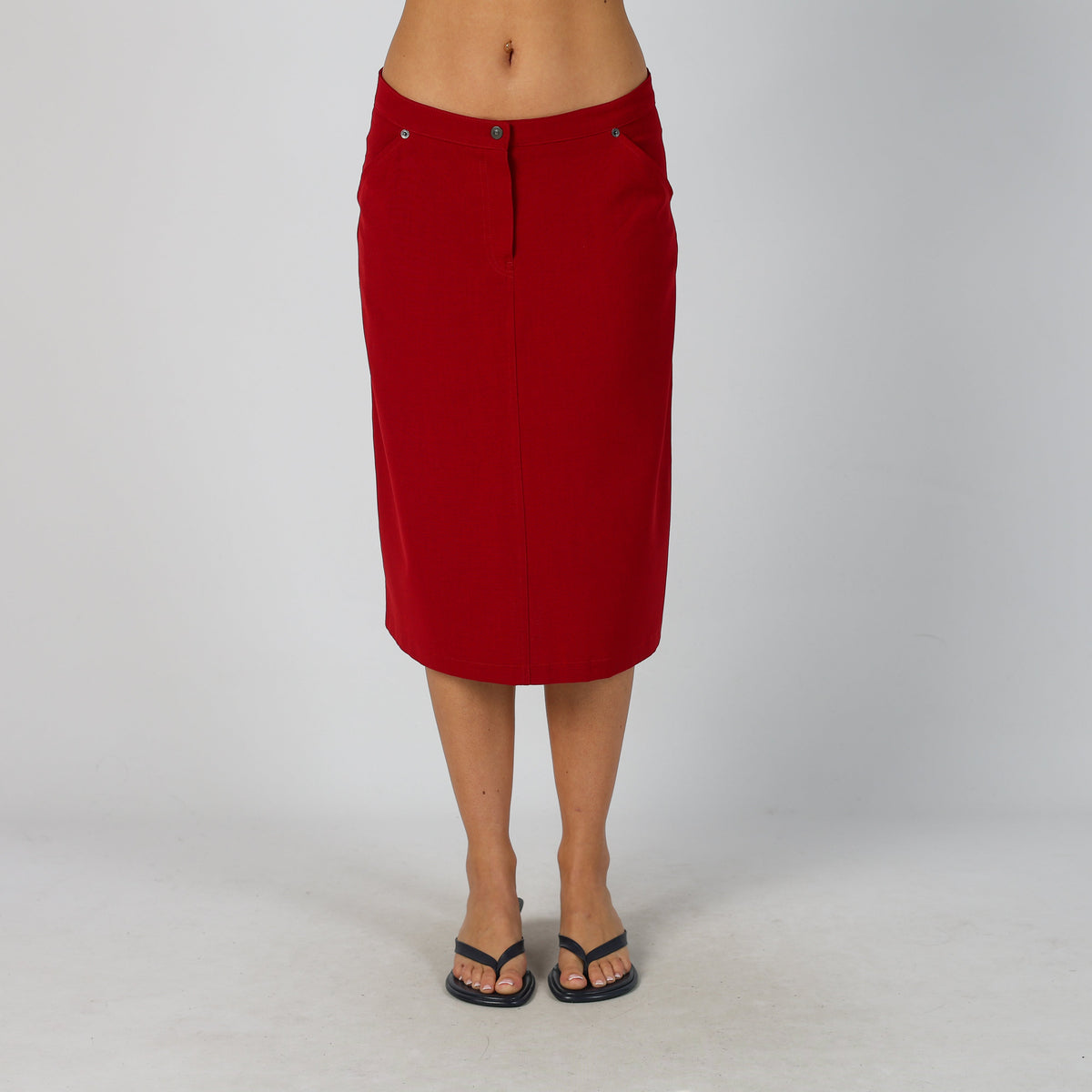Red Y2K Armani Jeans Woven Midi Skirt (S)