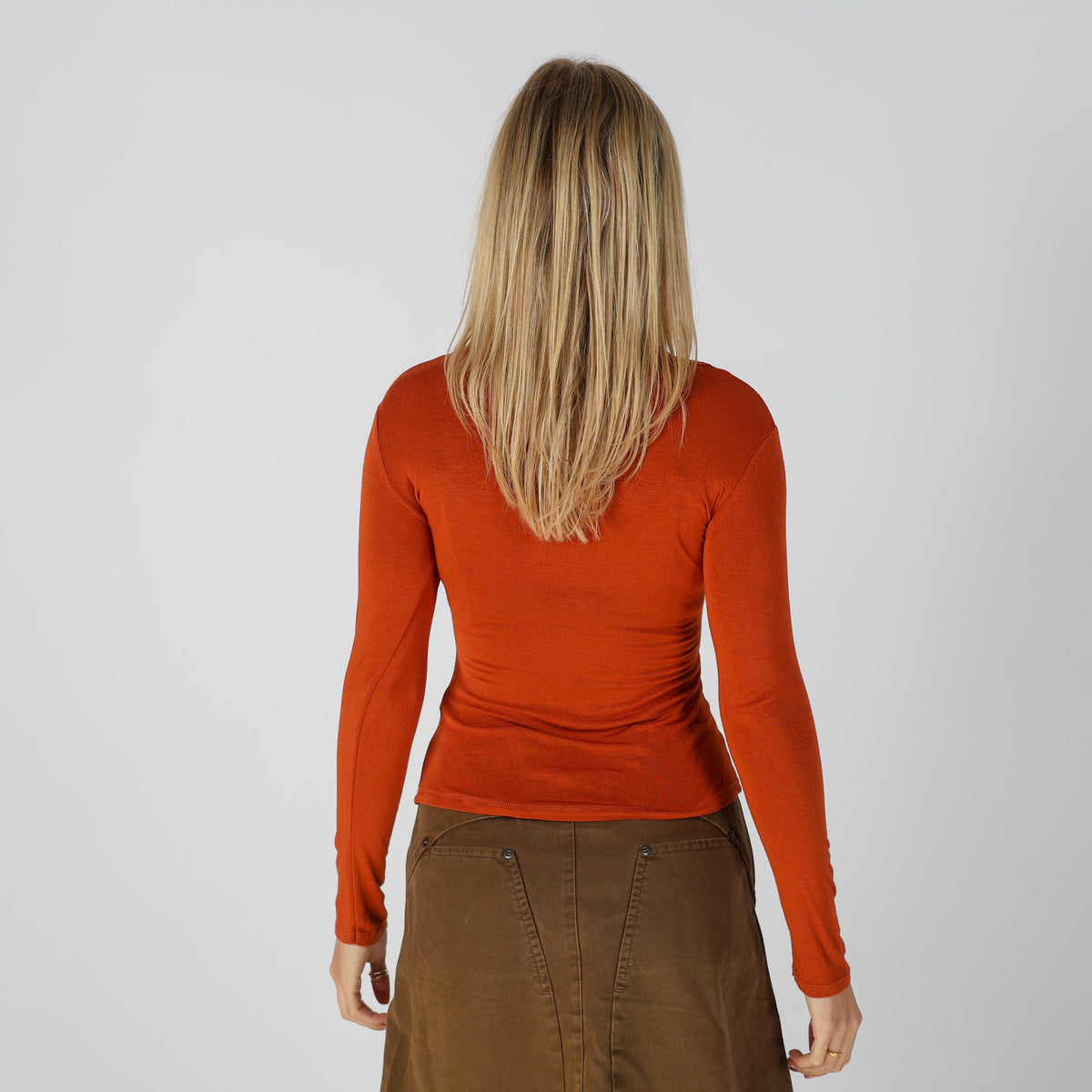 Orange Y2K Made in Italy Long Sleeve Top (S)