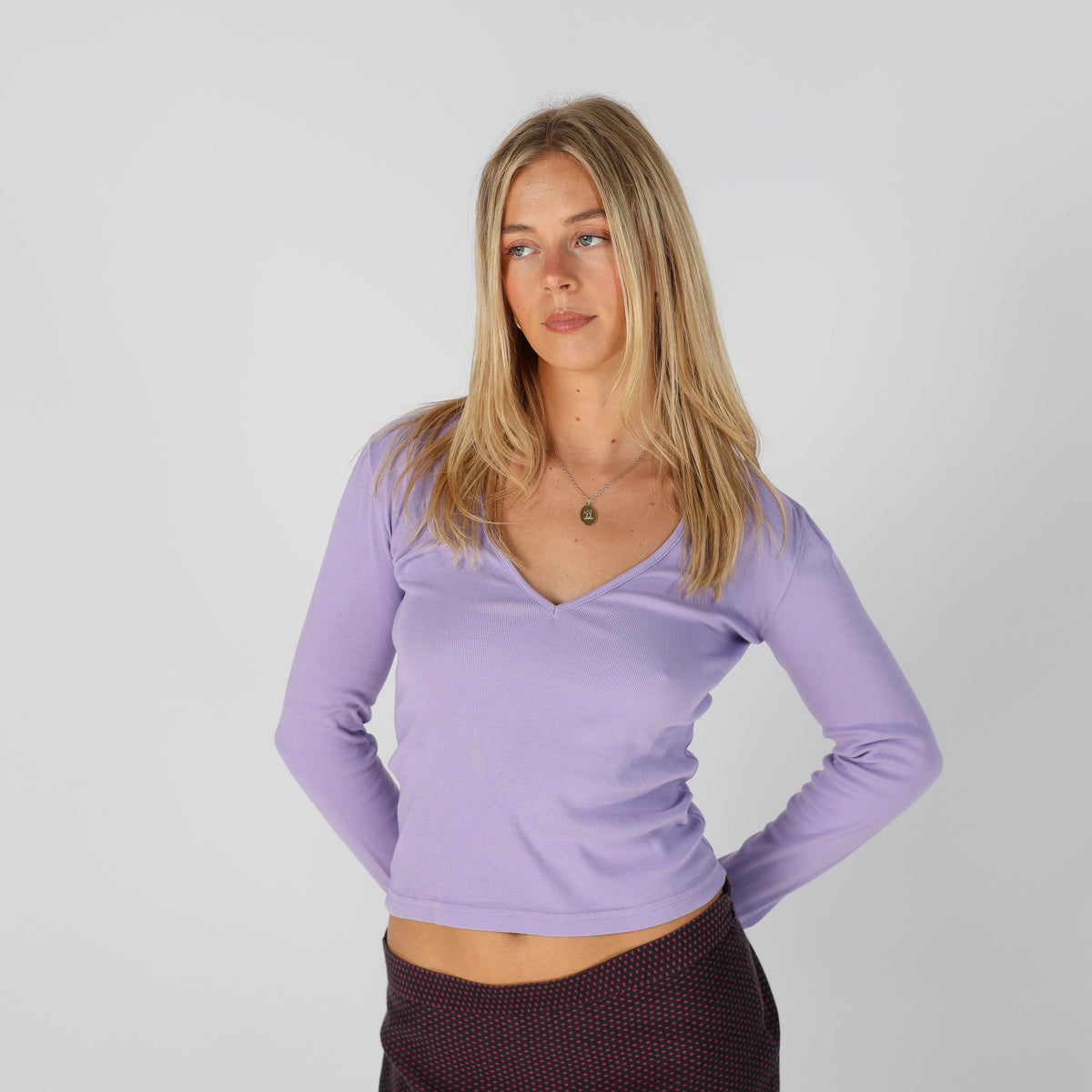 Lilac Purple Y2K Met Long Sleeve Top (S)
