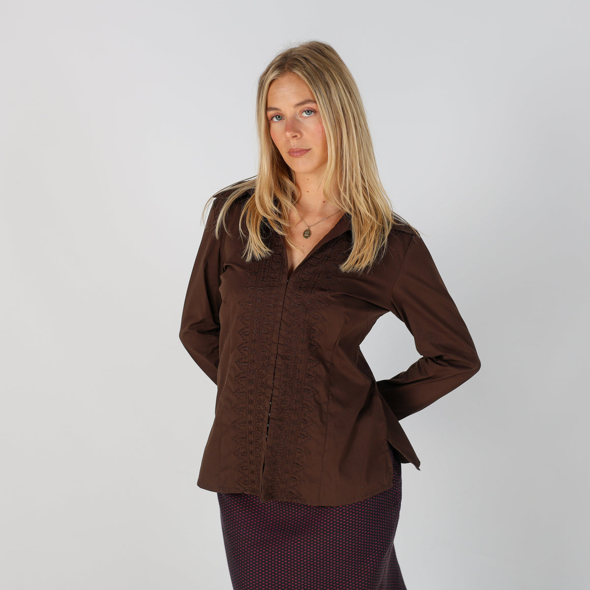 Brown Y2K Hallhuber Shirt (S)