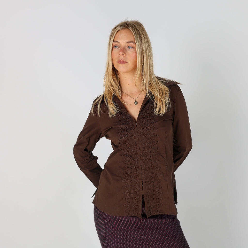 Brown Y2K Hallhuber Shirt (S)