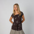 Brown Y2K Yessica Woven Top (XS)