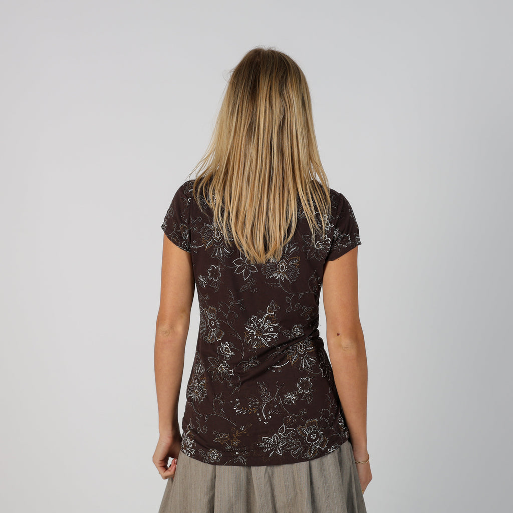 Brown Y2K Yessica Woven Top (XS)