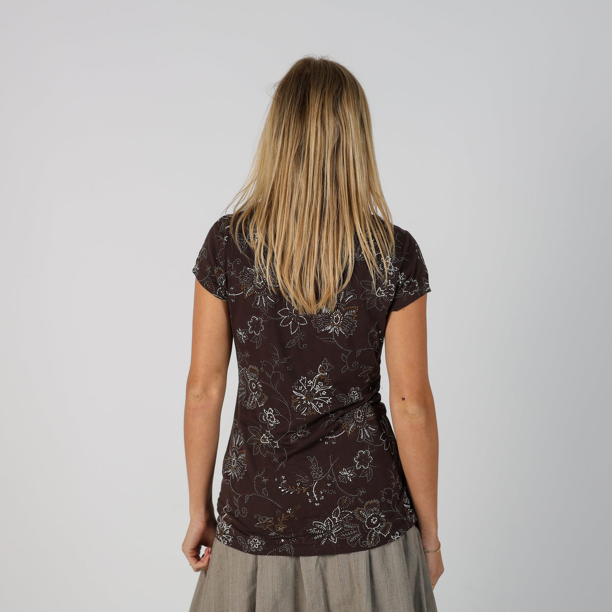 Brown Y2K Yessica Woven Top (XS)