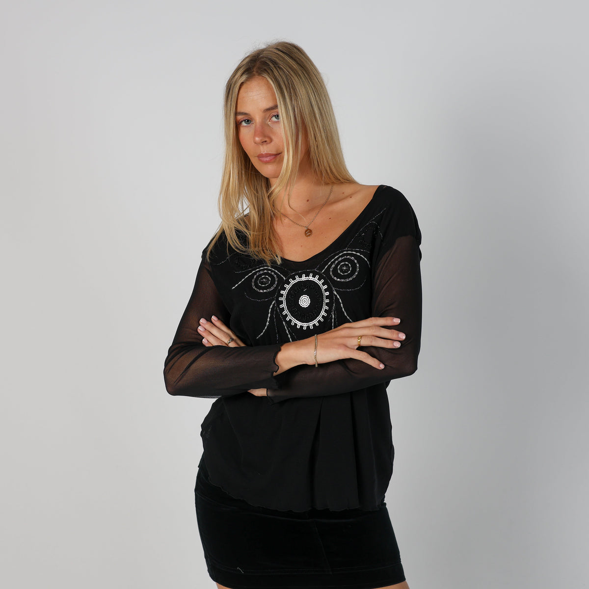 Black Y2K Made in Italy Mesh Top (M)