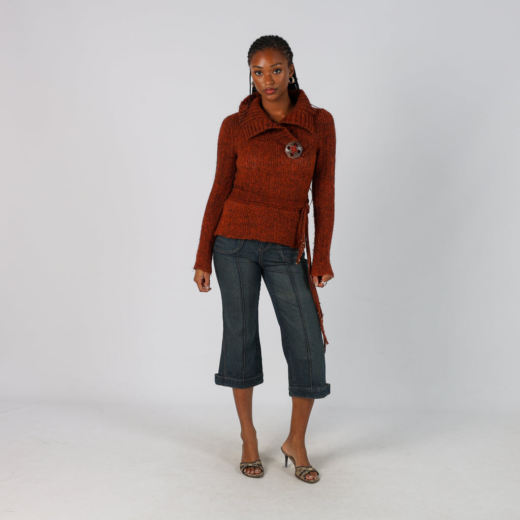 Orange Y2K Made in Italy Knitted Jumper Mohair blend (S)