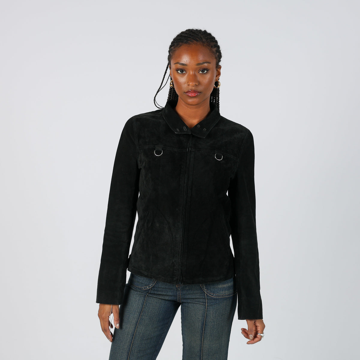 Black Y2K Made in Italy Leather Jacket Alberto Biani (S)