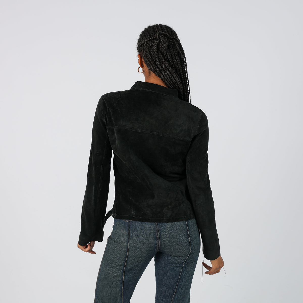 Black Y2K Made in Italy Leather Jacket Alberto Biani (S)