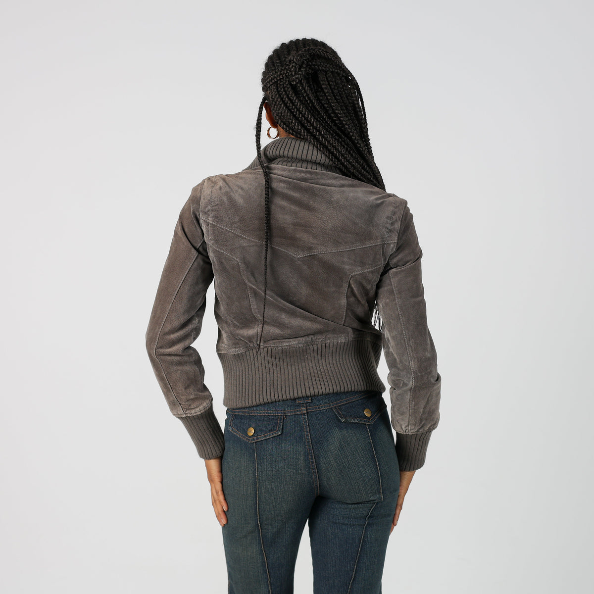 Grey Y2K Review Leather Jacket (S)